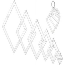6 Pcs Rhombus Quilting Acrylic Template 6 Sizes Quilting Templates with Binder Hinged Ring Sewing Quilting Stencils for Patchwork Quilting Decoration Scrapbooking