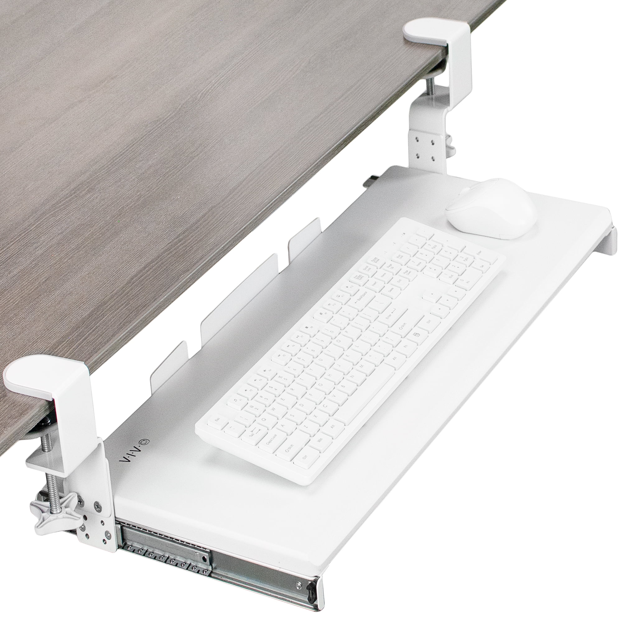 VIVO White Clampon Height Adjustable Keyboard & Mouse Under Desk