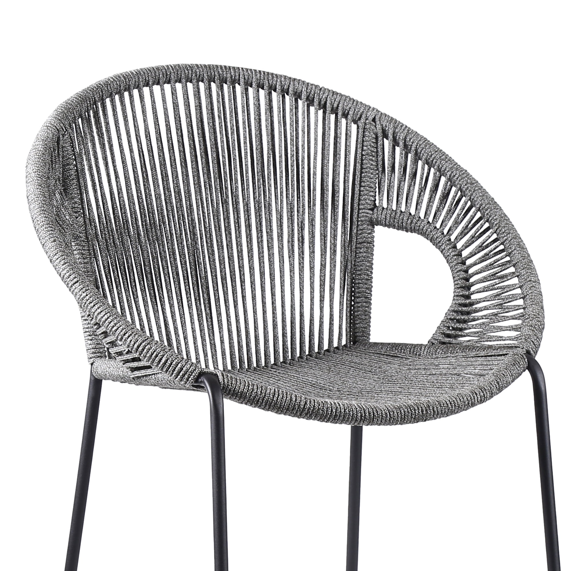 Acapulco 30" Indoor Outdoor Steel Bar Stool with Gray Rope - Set of 2