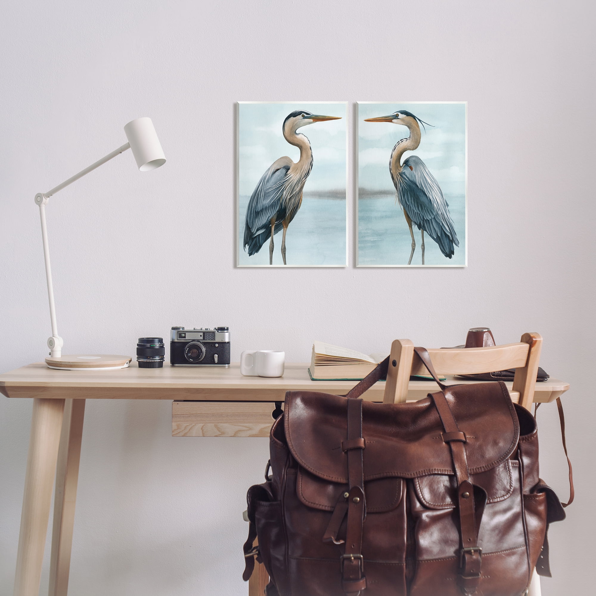 Stupell Industries Detailed Heron Bird Duo Animals & Insects Painting Unframed Art Print Wall Art, 10 x 15, Set of 2