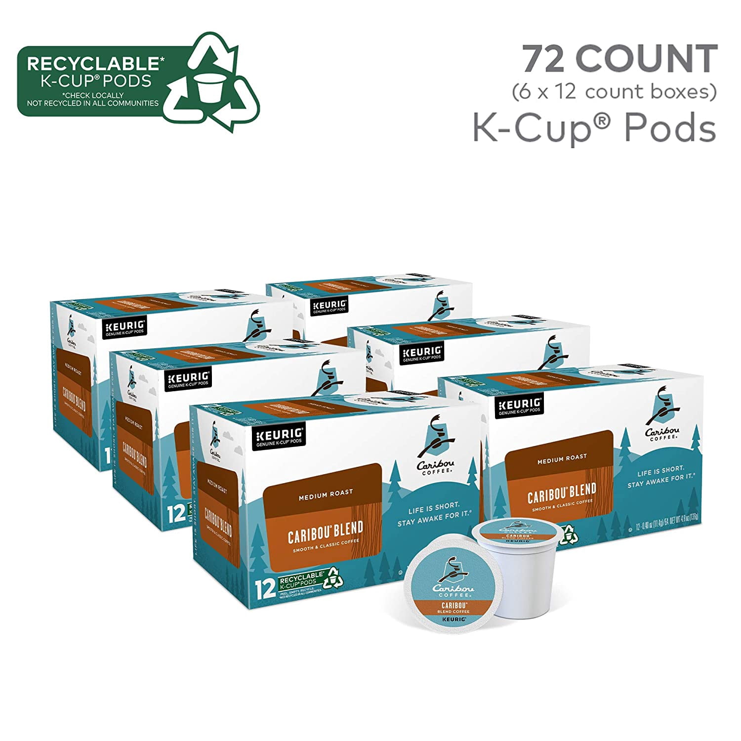 Caribou Blend, Single-Serve Keurig K-Cup Pods, Medium Roast Coffee, 24 Count (Pack of 4)