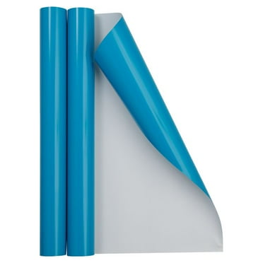 JAM Paper Glossy Wrapping Paper, 52.6 Sq ft Total (17 in x 18 Ft Each), Bright Blue, 2 Rolls