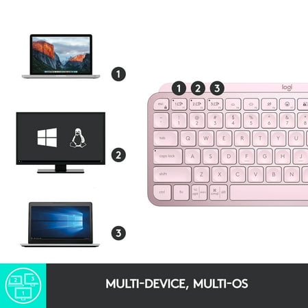 Logitech - MX Keys Mini TKL Wireless Bluetooth Scissor Keyboard with Backlit Keys - Rose