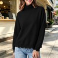 thumbnail image 5 of Womens Oversized Crewneck Sweatshirts,Scalloped Casual Pullover Tops,Long Sleeve,Comfort Soft Cute Sweater,Relaxed Loose Fit,Lightweight Loungewear,Athletic Daily 2026 Trendy Fall Outfits Black, 5 of 5