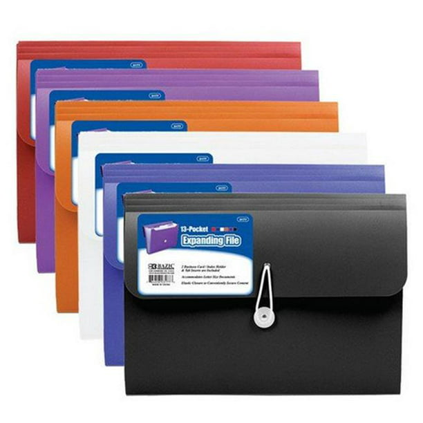 Bazic 3177 13-Pocket Letter Size Poly Expanding File Pack of 6 ...
