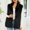 thumbnail image 4 of Uaswgudfs Women's Black Faux Fur Vest, Winter Sleeveless Stand Collar Warm Outerwear, Casual Fashion Layering Jacket - Trendy Style Black L, 4 of 9