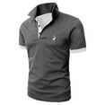 thumbnail image 3 of Mens Polo Shirt Regular Golf Deer Printed Loose Business Tops Short Sleeved Button Up Collared Casual T Shirts for Man Dark Gray M, 3 of 3