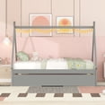 thumbnail image 2 of Twin Bed Frame with Trundle, UHOMEPRO Solid Wood Tent Floor Teepee Bed with Wooden Slats, Twin Size Platform Bed Frame, No Box Spring Needed, Gray, 2 of 13