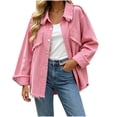 thumbnail image 2 of Women's Fashion Long Sleeve Hooded Solid Color Tassel Lapel Button Denim Jackets Top Casual Outerwear Coat For Women Street Style, 2 of 7