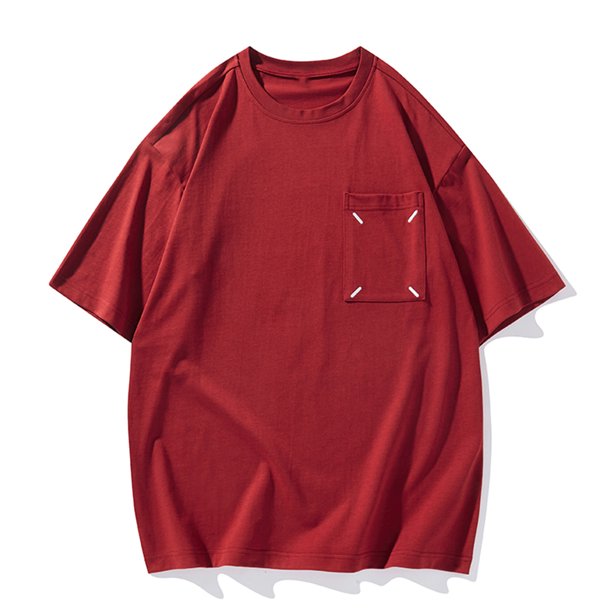 Jersey Elvqul de Hombre Vino Casual de Color Sólido Deportivas Algodón Manga Corta Cuello Redondo