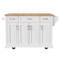 thumbnail image 4 of Glavbiku Kitchen Island on Wheel,Rolling Cart w/ Rubber Wood Drop Leaf,4 Doors,3 Drawers,White, 4 of 12