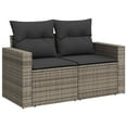thumbnail image 4 of vidaXL 6 Piece Garden Sofa Set with Cushions Grey Poly Rattan, 4 of 5