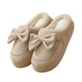 thumbnail image 2 of KANG Cozy Winter Slippers With Bow Detail Soft Fleece Lined Shoes For Indoor Comfort And Warmth Sole, 2 of 6