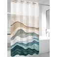 thumbnail image 4 of Beige Teal Ombre No Hook Shower Curtain Waterproof,Bathroom Curtains with Snap in Liners and See Through Top Window,Modern Geometric Aesthetics Abstract Hotel Style Bathtub Curtains Shower 36"Wx72"L, 4 of 8