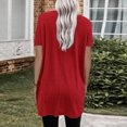 thumbnail image 3 of Tiqkatyck Graphic Tees for Women, Women Summer Casual Solid Loose Pullover Crewneck Shirt Short Sleeve Tunic Tops Blouse with Pockets T Shirts for Women Red XXL, 3 of 6