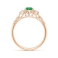 thumbnail image 2 of ANGARA Natural Aeon Vintage Style Emerald and Diamond Three Stone Engagement Ring in 14K Rose Gold for Women (Size-5mm) | May Birthstone, Anniversary, Jewelry Gift for Women | Natural Emerald Ring, 2 of 10