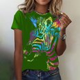 thumbnail image 2 of Dyegold Womens Summer Casual T-Shirts Round Neck Floral Printed Short Sleeve Graphic Tee Tops Loose Fitting Comfy Tunic Tops, 2 of 5