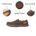 thumbnail image 2 of Mens Casual Non-slip Loafers Outdoor Lightweight Walking Shoes Leather Comfortable Work Shoes Driving Shoes Brown 9 US, 2 of 7