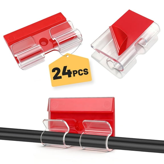 AGCAN 24 PCS String Lights Clips, Adhesive Heavy Duty Christmas Light Clips, Clear Hooks for Hanging Rope Lights, Waterproof Wall Wire Clips for Xmas Porch Patio Decor