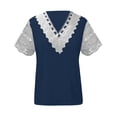 thumbnail image 3 of Womens Summer Tops Lace Patchwork V Neck T Shirts Short Sleeve Tops Loose Casual T Shirts Work Out Shirts Women Long Sleeve Shirt Women for Layering Neck Shirts for Women T Shirt Spandex Long Sleeve, 3 of 4