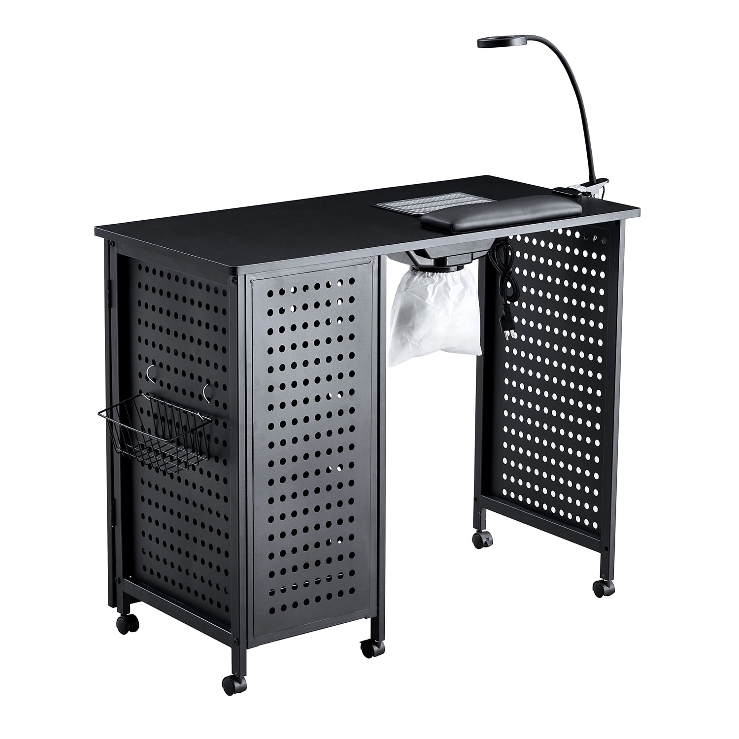 Kadyn 39" Manicure Table Nail Desk, Beauty Spa Salon Workstation w/ Wrist Rest, Lockable Cabinets,LED Lamp,Electric Downdraft Vent,Black Kadyn 39" Manicure Table Nail Desk, Beauty Spa Salon Workstation w/ Wrist Rest, Lockable Cabinets,LED Lamp,Electric Downdraft Vent,Black