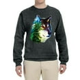 thumbnail image 2 of Earth Wolf Trees Mountains Nature Animal Lover Unisex Crewneck Graphic Sweatshirt, Heather Black, 2XL, 2 of 3