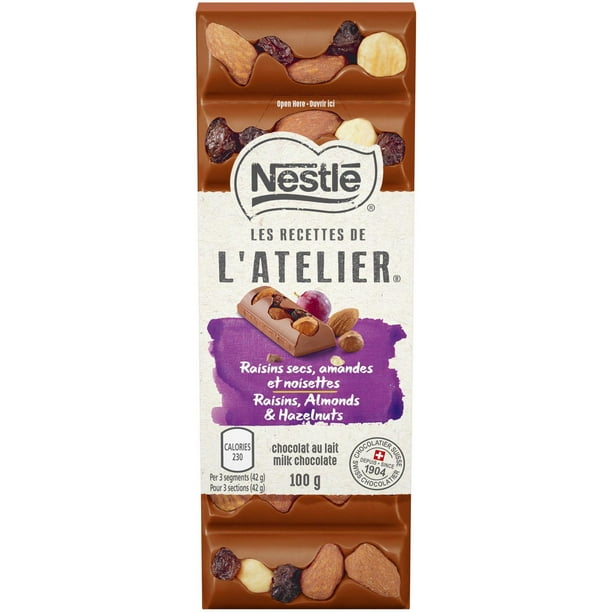 Chocolat au lait NESTLÉ® LES RECETTES DE L'ATELIER® Raisins noix