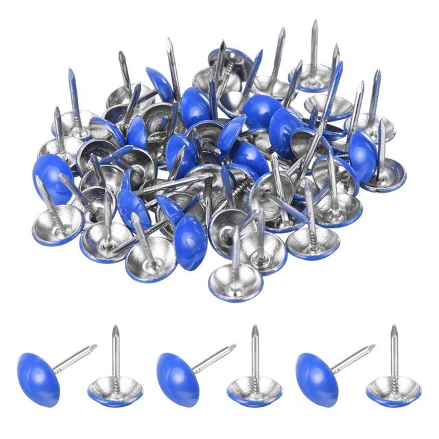 Clavos de Tapicería Uxcell para Muebles, 7/16 Pulgada (11 x 17mm) Clavos Redondos Negros para Pared (Azul, Paquete de 60)