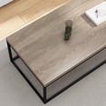 thumbnail image 6 of Villachico 47" French Oak Coffee Table for Living Room, Metal Frame and Extra Thick 1.2" Wood Tabletop, Max. Loading 200 lbs.(Grey Wash), 6 of 7