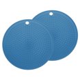 thumbnail image 1 of 2Pcs Mats de Salvamanteles de Silicona para Ollas y Sartenes Calientes, Soportes Redondos de 7" con Agujero para Colgar para Ollas y Platos Calientes (Azul Oscuro), 1 of 7