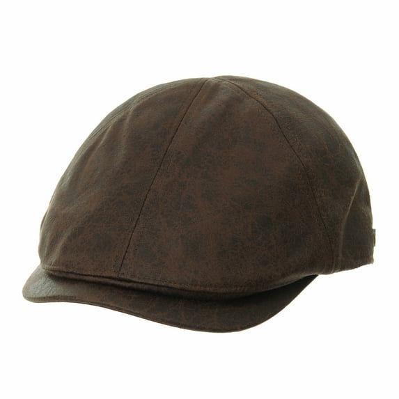 WITHMOONS Faux Leather Newsboy Hat Vintage Suede Flat Cap CR3797 (Brown)