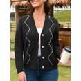 thumbnail image 3 of Charmo Women's Cable Knit Open Front Button Down Cardigan Sweater Long Sleeve Chunky Fall Sweater Outwear, 3 of 6