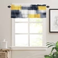 thumbnail image 7 of Abstract Yellow Kitchen Curtains and Valances Set, Black Plaid Mottled Geometric Art Modern Rod Pocket Window Valance Window Curtain Panels for Living Room Bedroom Laundry, 27.5x24in, 3 Pieces, 7 of 7