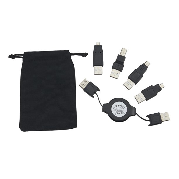 onn. Retractable Cable Universal USB Adapter Kit, Black