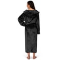 thumbnail image 3 of PAVILIA Plush Hooded Robe For Women | Black, Fluffy Soft Bathrobe With Hood | Fuzzy Warm Spa Robe, Cozy Fleece Long Robe | Satin Trim, Small-Medium, 3 of 10
