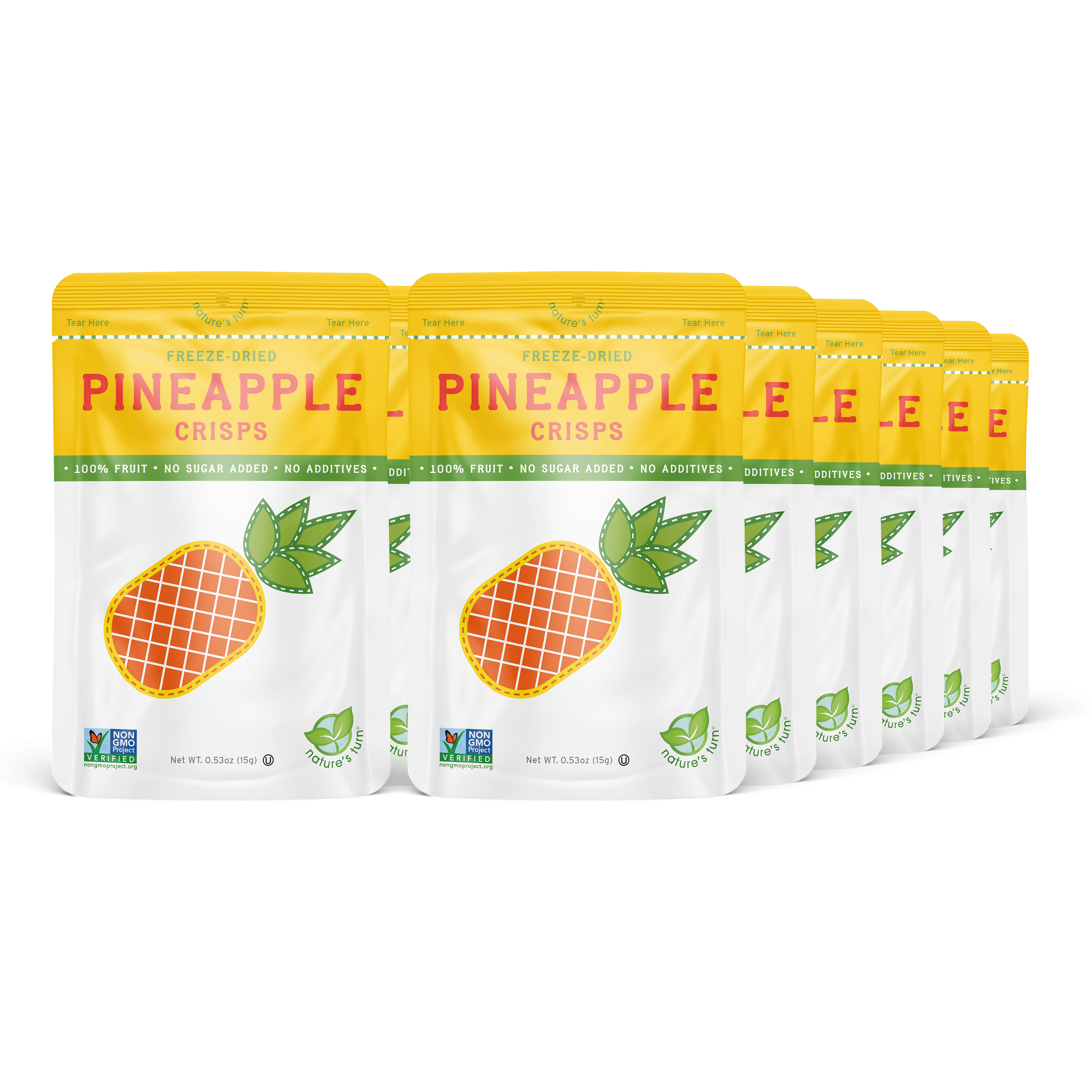 Nature’s Turn Freeze-Dried Pineapple Crisps, No Added Sugar, Healthy Natural Fruit Crisp Snack for School Lunches, 6 Pack (1.2 oz Each)