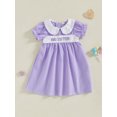 thumbnail image 4 of Lairauiy Kids Girls Summer Plaid Dress Letter Embroidery Short Sleeve A-Line Dress for Toddler Cute Clothes, 4 of 9