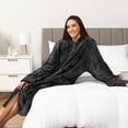thumbnail image 6 of PAVILIA Womens Housecoat Zip Robe, Sherpa Zip Up Front Robe Bathrobe, Fuzzy Warm Zipper House Coat Lounger for Women Ladies Elderly with Pockets, Fluffy Fleece Long - Black (Small/Medium), 6 of 10