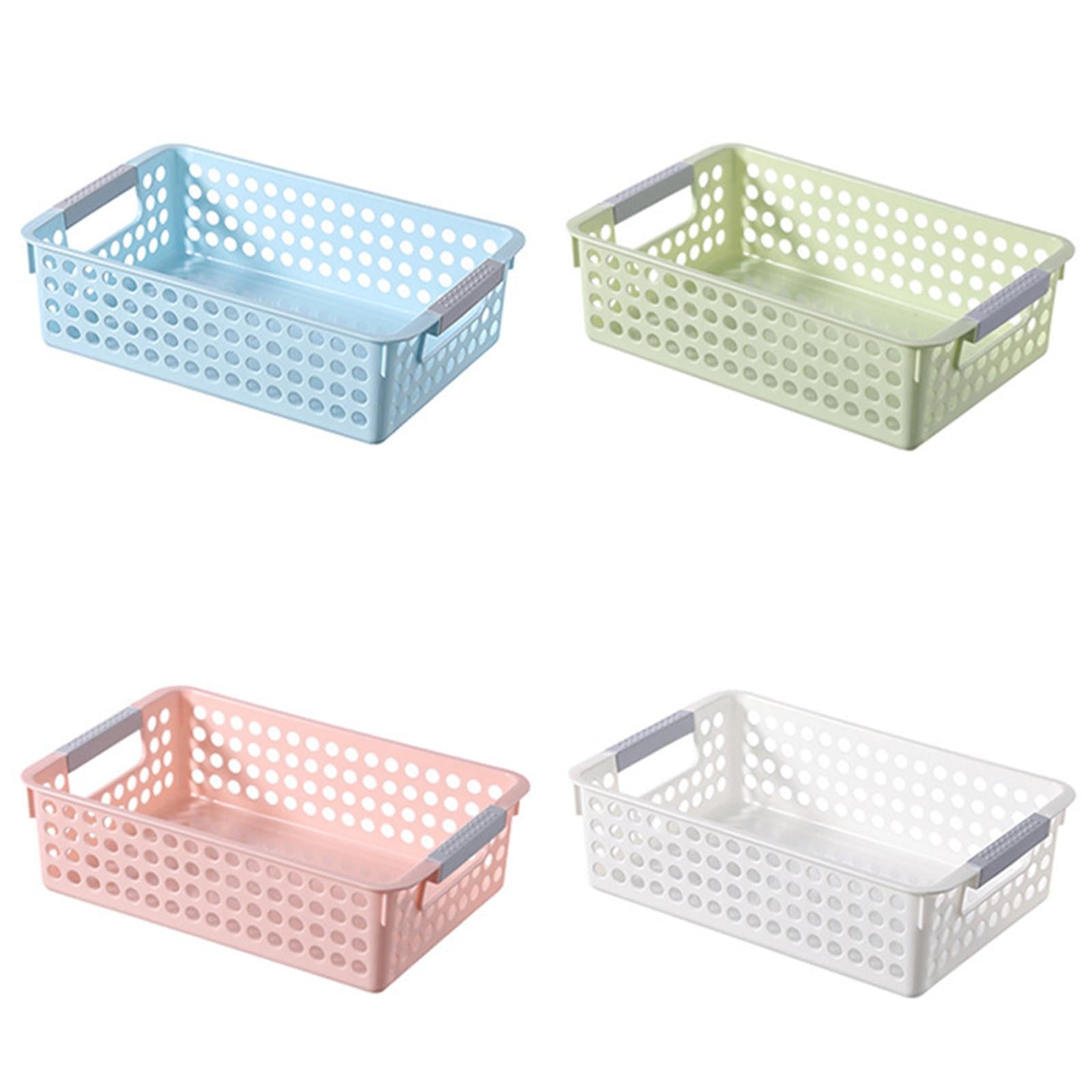 witspace Plastic Storage Baskets, 4PCS Small Pantry Baskets for Organizing, Woven Basket Organizer Basket Bins for Shelves, Organizer and Storage for Bathroom, Bedrooms, Kitchens