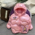 thumbnail image 2 of Baby Puffer Jacket Zipper Hoodie Coats With Pockets Cute Printed Pattern Down Outwear Long Sleeve Thicked Warm Clothes Fall And Winter Outdoor Outerwear, 2 of 4