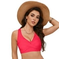 thumbnail image 4 of TOWED22 Women's Underwire Bikini Tops Push Up Criss Cross Swim Top Swimsuit Sexy V Neck Bikini Bathing Suit Top Only-Watermelon Red,S, 4 of 9