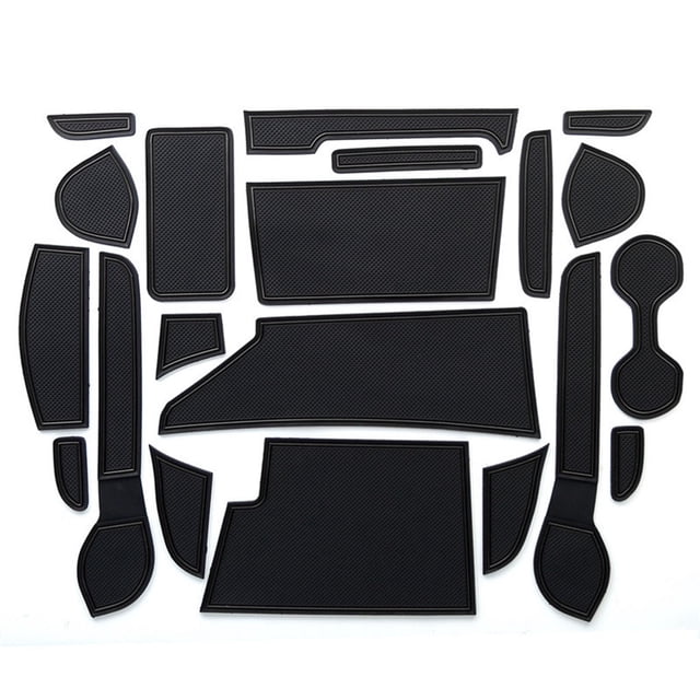Riwesomey Alfombrilla para ranura de puerta de reposabrazos de coche, 19 piezas, portavasos montado en vehículo, almohadilla con ranura para Automoción decorativa y accesorios Negro
