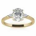 thumbnail image 5 of Solitaire Brilliance 2CT Oval Lab Grown Diamond With Side Pear 3-Stone Engagement Ring 10K Yellow Gold, Ring Size 4, 5 of 5
