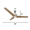 thumbnail image 2 of Vivio Lighting Monica 56 Inch Brushed Nickel Modern Flush Mount Farmhouse Ceiling Fan with Light Kit, 2 of 6