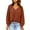 Brown, variant on Women's Casual V-neck Long-sleeved Pullover Sweatshirt Fashion Solid Color Tunic Tops Loose Textured Shirts Blouses