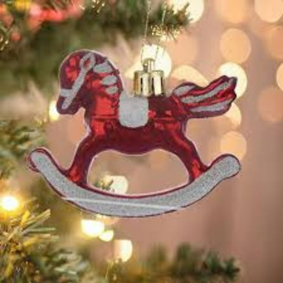 Kit 6 Caballitos Navideños Adornos Colgantes De Arbol De 8cm
