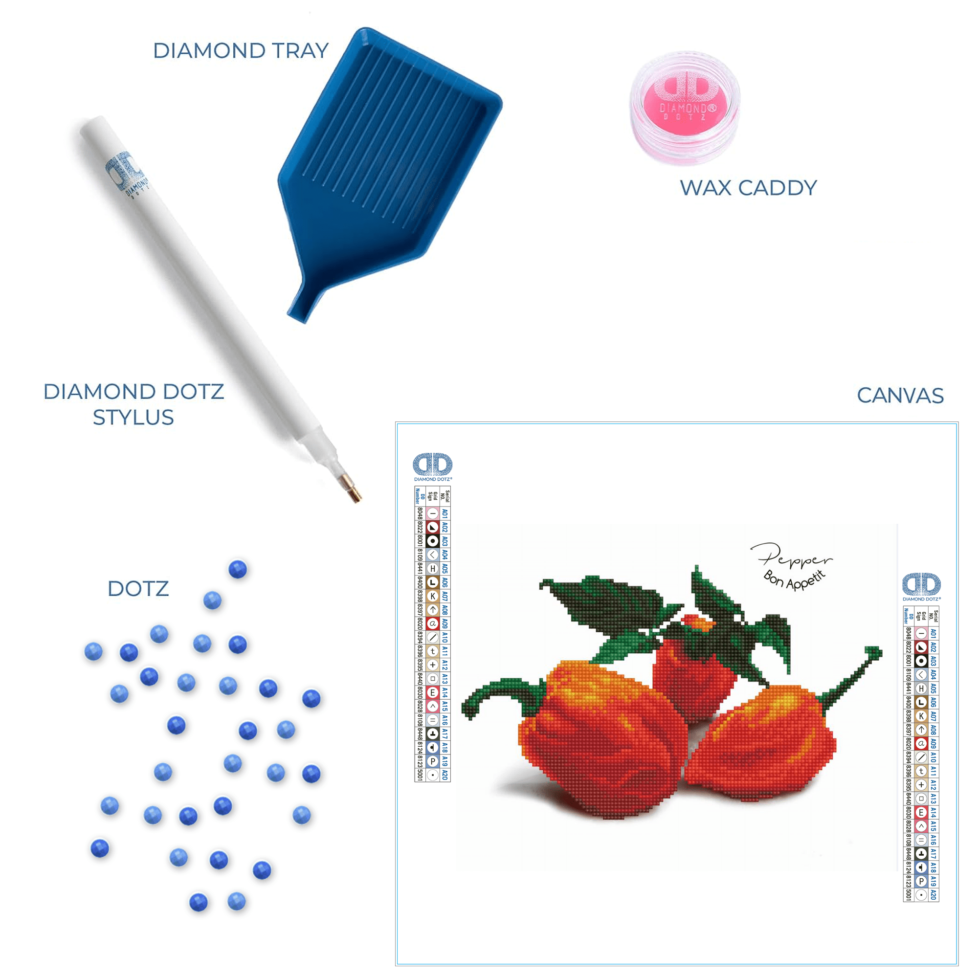 Diamond Dotz Pepper Bon Appetit Diamond Painting Kits for Adults - Diamond Art Kits a Relaxing Creative Craft Kit with Dotz Gems 12x12