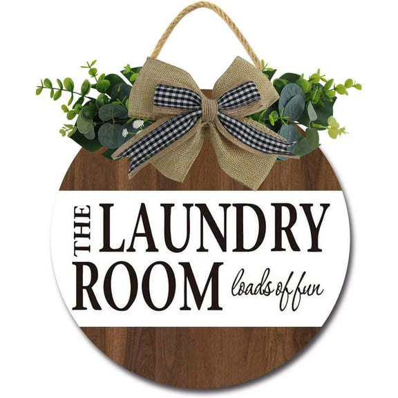 Eveokoki 12" the Laundry Room Loads of Fun Quote Sign Rustic Wooden Plaque Wreaths for Laundry Room Wall Door Funny Decor Vintage Hanging Sign for Wash House Farmhouse