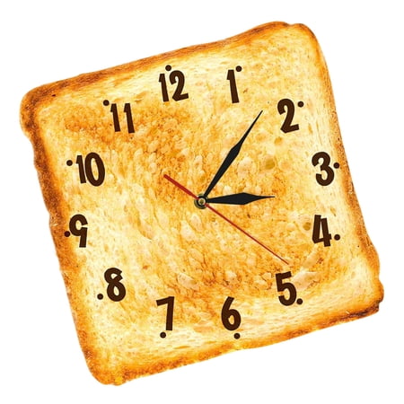 Creative Toasts Themed Decorative Wall Clock Bread Shape Quiet Movemnt Clock For Coffee Shop Kitchen And Household Use