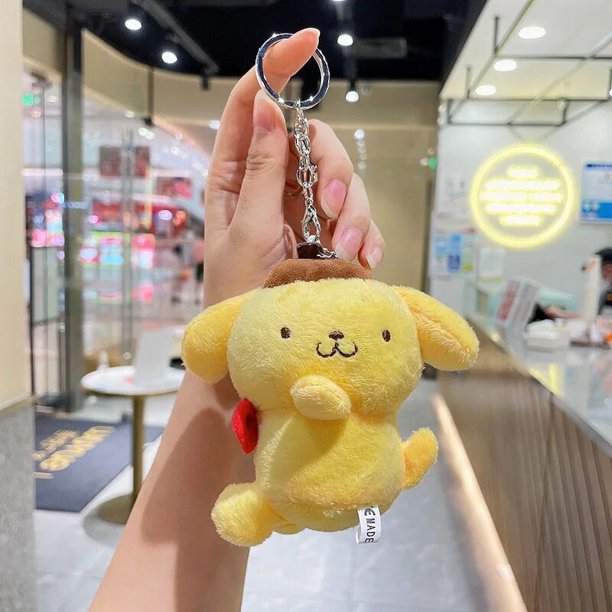 Sanrio-Llavero de felpa de Hello Kitty para niños, muñeco de peluche suave con melodía, Cinnamoroll, pomppurin, bolsa colgante, juguetes de regalo